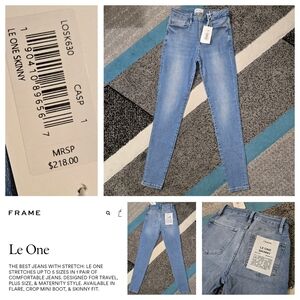 FRAME Le ONE SKINNY Super Stretchy Jeans,  Size 1 (Fits Sz 0-6), NWT in Caspio